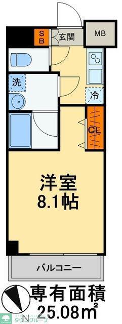 オーキッドレジデンス船橋本町(1K/3階)の間取り写真