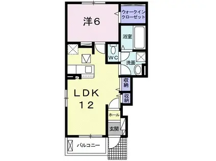 クレイン(1LDK/1階)の間取り写真