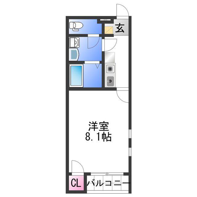 クレイノ浜御殿(1K/2階)の間取り写真
