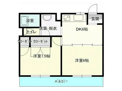 ランドール本庄(2DK/3階)の間取り写真