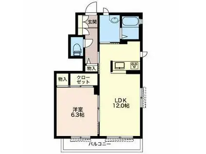 クレアーレ悠(1LDK/1階)の間取り写真