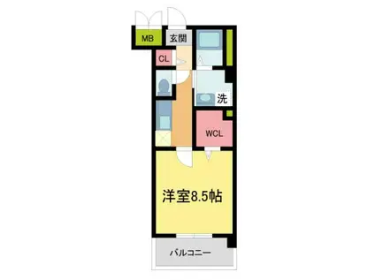 フレンシア西宮北口(1DK/2階)の間取り写真
