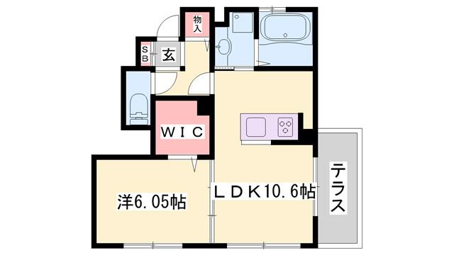 SUMIKA B棟(1LDK/1階)の間取り写真