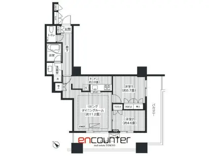 エアライズタワー(2LDK/6階)の間取り写真