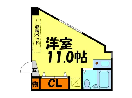 福田総合建設ビル(1K/3階)の間取り写真