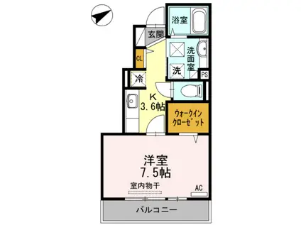 フェリオ望(1K/1階)の間取り写真