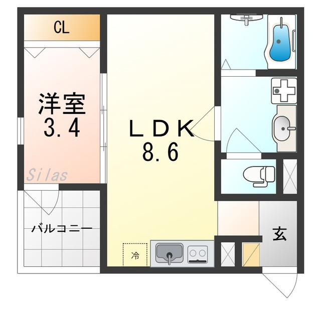FSTYLE西取石4号館(1LDK/3階)の間取り写真