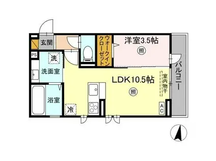 ソラーロ(1LDK/3階)の間取り写真