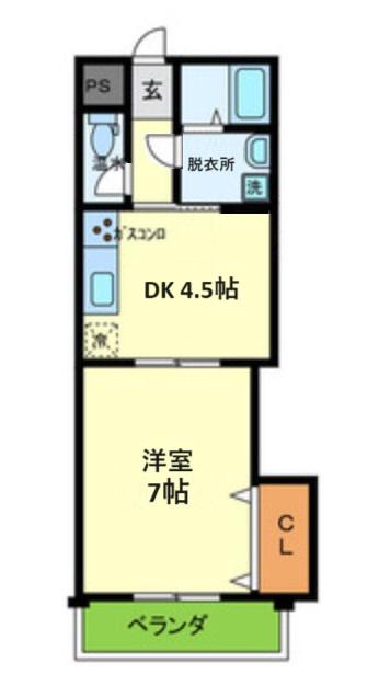 バルカン(1DK/3階)の間取り写真