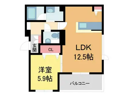 フォレナ神戸住吉(1LDK/3階)の間取り写真