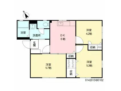 シャーメゾン野中B(3DK/2階)の間取り写真