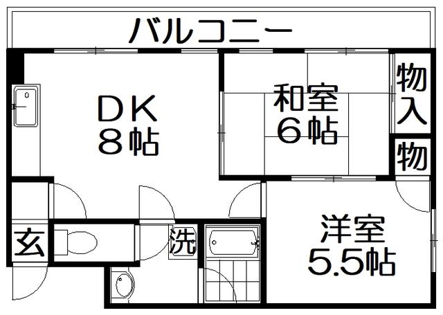 レスターテII(2DK/3階)の間取り写真