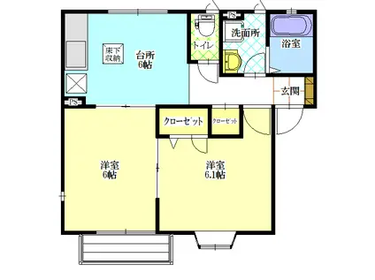 ローズコート(2DK/2階)の間取り写真