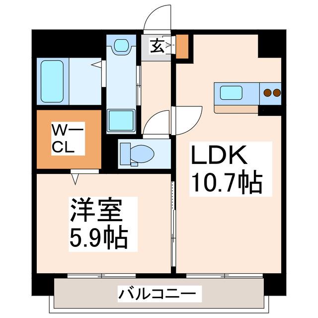 免疫ビルEXCIA II(1LDK/2階)の間取り写真
