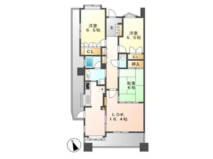 グランカーサ上前津(3LDK/3階)の間取り写真