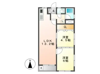 ライフステージ新道(2LDK/5階)の間取り写真