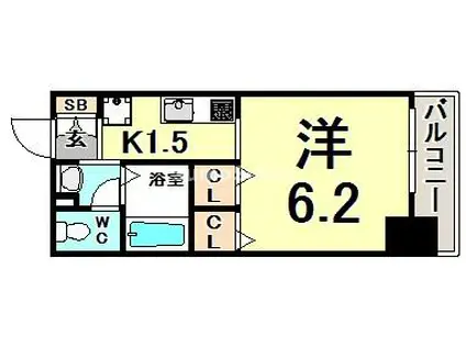 レジディア神戸元町(1K/13階)の間取り写真