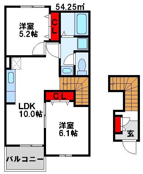 ファミーユMC(2LDK/2階)の間取り写真