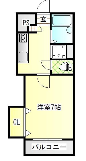 リバーストーン(1K/1階)の間取り写真