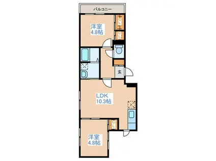 LA VITA HIGASHISAPPORO(2LDK/4階)の間取り写真