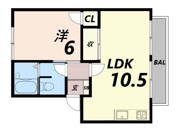 ファミリーハイツ(1LDK/2階)の間取り写真