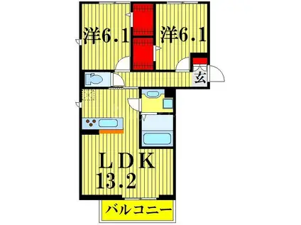 センシーロ柏の葉(2LDK/3階)の間取り写真