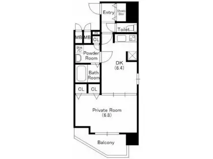 プロシード大阪ウエストアドリア(1DK/14階)の間取り写真