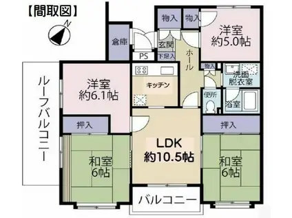 米ヶ袋第2パークマンション(4LDK/4階)の間取り写真