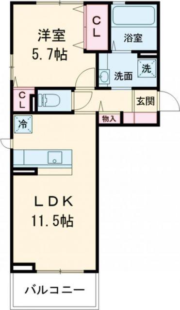 D-ROOM須屋(1LDK/2階)の間取り写真