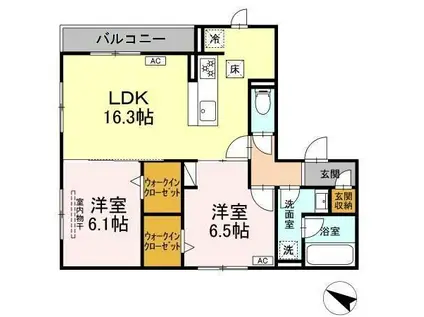 GRASS FIELDS SERENA VII(2LDK/2階)の間取り写真