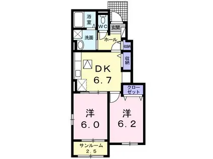 メープルハウス A(2DK/1階)の間取り写真