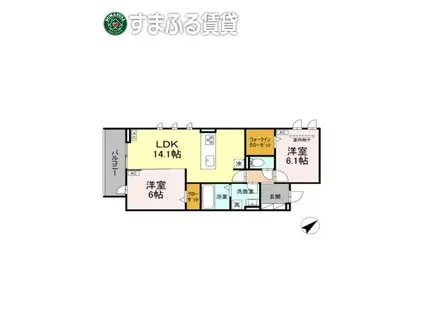 グレイスガーデン赤渋(1LDK/3階)の間取り写真