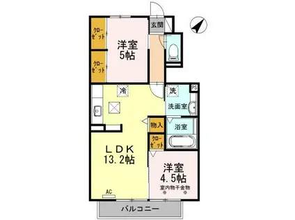 クレール(2LDK/1階)の間取り写真