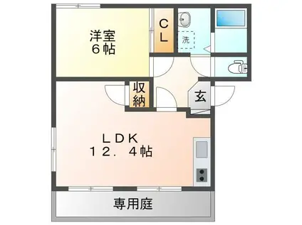 グランデール八坂 A(1LDK/1階)の間取り写真