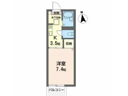 グリーンハイツ1F(1K/1階)の間取り写真