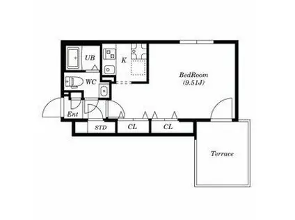 BRANCHE大森 II(1K/1階)の間取り写真