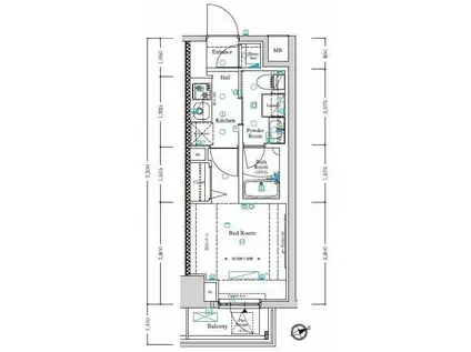AXASレジデンス目黒東(1K/1階)の間取り写真