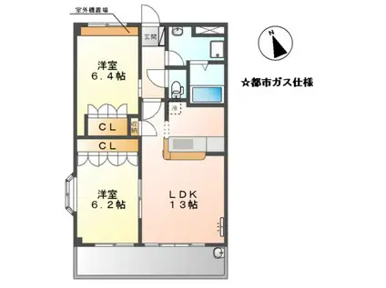 アダージュ ガーデン(2LDK/2階)の間取り写真