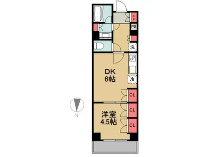 パークハビオ門前仲町(1DK/13階)の間取り写真