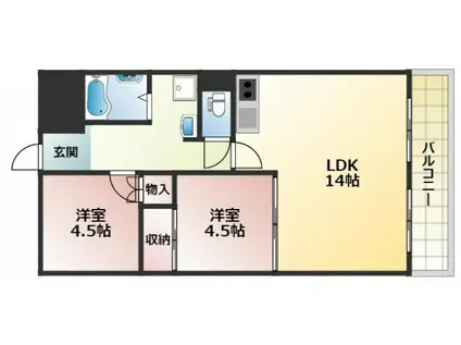 シティハイツ深江(2LDK/7階)の間取り写真