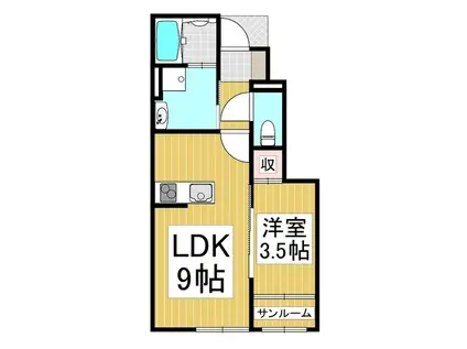 千曲シモンド(1LDK/1階)の間取り写真