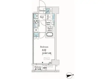 市谷仲之町ビューアパートメント(1K/3階)の間取り写真