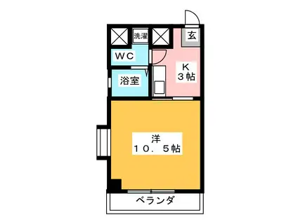 ジェンティーレ伊賀上野(1K/3階)の間取り写真