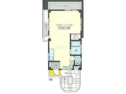 三栄ビル(ワンルーム/4階)の間取り写真