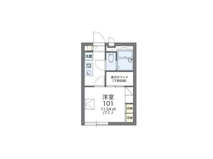 レオパレス一ツ浜(1K/2階)の間取り写真