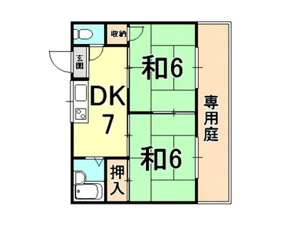ファミール仁川I(2DK/1階)の間取り写真