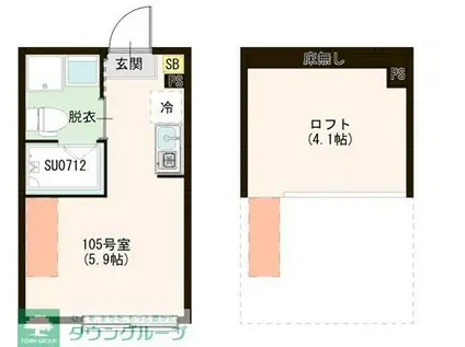 ハーモニーテラス上石神井V(ワンルーム/1階)の間取り写真