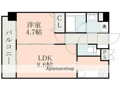 THE MUTUAL 藤崎宮(1LDK/6階)の間取り写真