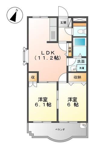 ロジュマン(2LDK/2階)の間取り写真
