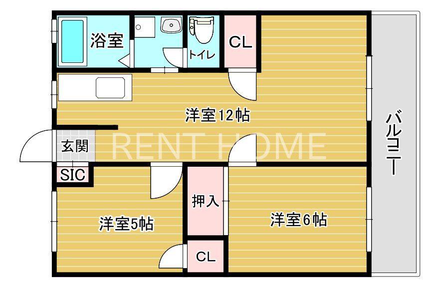 今辻ハイツ(2LDK/1階)の間取り写真